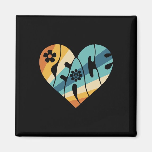 FREDSTECKEN KÄRLEK 60-tal 70-tal Groovy Hippie Cos Magnet (Framsidan)