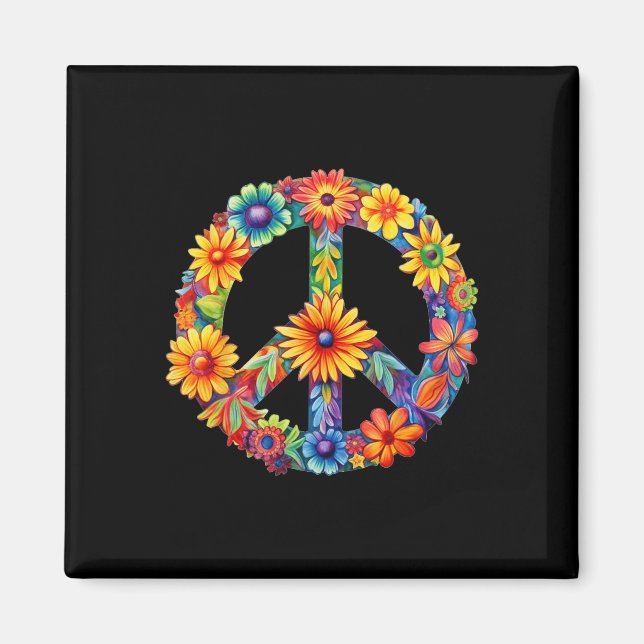 FREDSTECKEN KÄRLEK 60-tal 70-tal Groovy Hippie Cos Magnet (Framsidan)