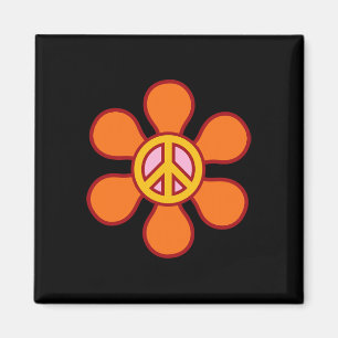 FREDSTECKEN KÄRLEK 60-tal 70-tal Groovy Hippie Cos Magnet