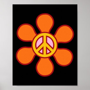 FREDSTECKEN KÄRLEK 60-tal 70-tal Groovy Hippie Cos Poster