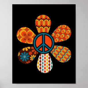 FREDSTECKEN KÄRLEK 60-tal 70-tal Groovy Hippie Cos Poster