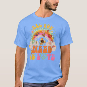 FREDSTECKEN KÄRLEK 60-tal 70-tal Hippie Groovy Vib T Shirt