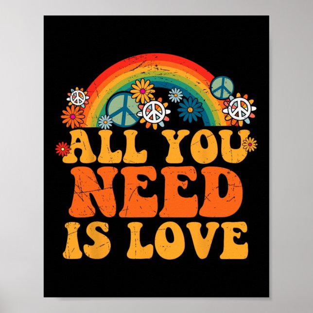 Fredstecken Kärlek 60-tal 70-tal Tie Dye Hippie Co Poster (Framsidan)