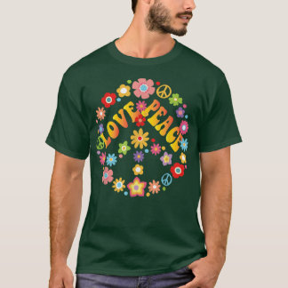 FREDSTECKEN KÄRLEK 60-tal 70-tal Tie Dye Hippie Ha T Shirt