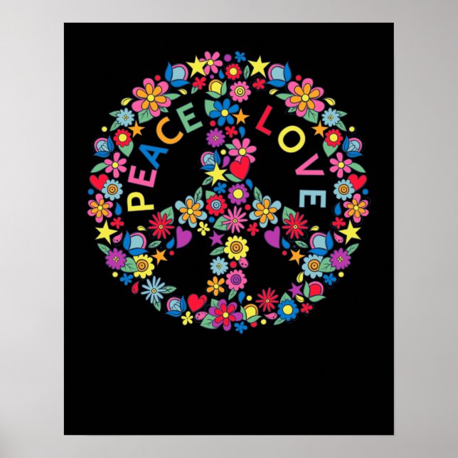 FREDSTECKEN KÄRLEK 60-tal 70-tal Tie Dye Hippie Poster (Framsidan)