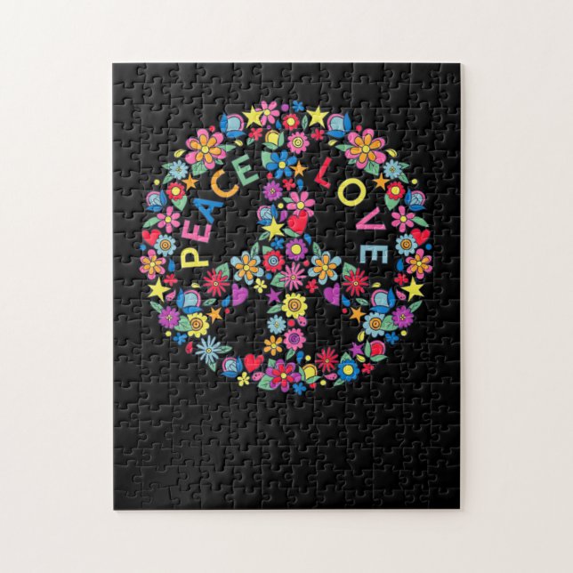 FREDSTECKEN KÄRLEK 60-tal 70-tal Tie Dye Hippie Pussel (Vertikal)