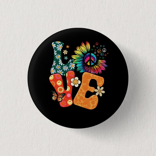 Fredstecken Kärlek 60-talets 70-talskonst Groovy H Knapp (Framsida)