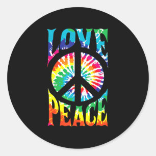 Fredstecken Kärlek 60S 70S Tie Dye Hippie Costume Runt Klistermärke