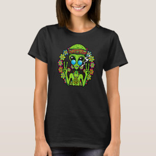 Fredstecken Kärlek Alien 60s 70s Tie Dye Hippie Ha T Shirt