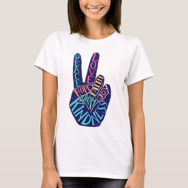 Fredstecken Kärlek Faith Humanity Joy Kindness Hop T Shirt (Framsida)