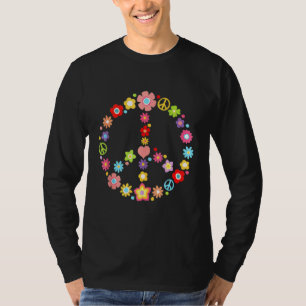 Fredstecken Kärlek Flower 60s 70-tal Hippie Costum T Shirt