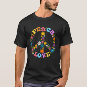 Fredstecken Kärlek Flower 60s 70-tal Tie Dye Hippi T Shirt