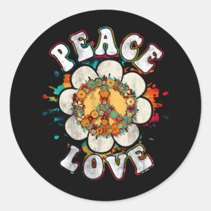 Fredstecken Kärlek Flower 60S 70S Tie Dye Hippie C Runt Klistermärke