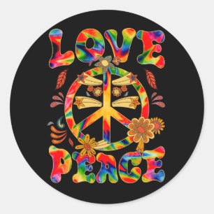 Fredstecken Kärlek Groovy 60S 70S Tie Dye Hippie C Runt Klistermärke