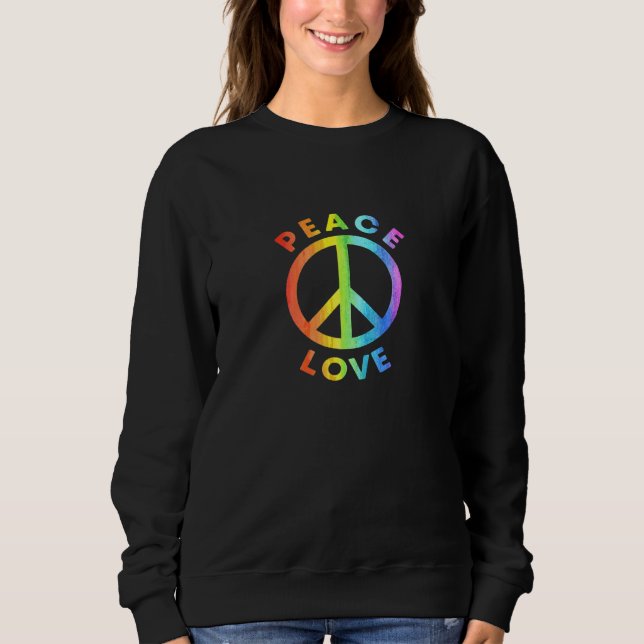 Fredstecken Kärlek Rainbow 60 s 70 s Hippie Flower T Shirt (Framsida)