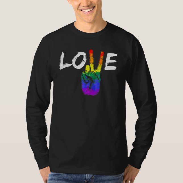Fredstecken Kärlek Rainbow Färg Gay pride Lesbisk  T Shirt (Framsida)