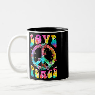 FREDSTECKEN KÄRLEK T Shirt 60s 70-tal Tie Dye Hipp Två-Tonad Mugg