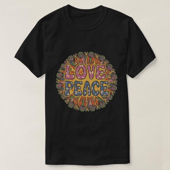 Fredstecken Kärlek T Shirt | 70:e hippie Costume (Design framsida)