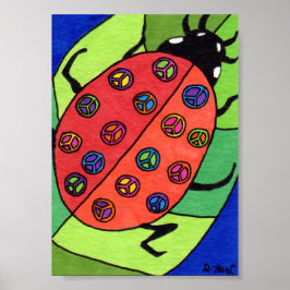Fredstecken Ladybug Mini Folk Art Poster