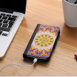 Fredstecken Lycklig Energy Färg Galaxy S4 Plånbok<br><div class="desc">Anpassningsbar mobila plånboksformar som inspireras av naturens färgstarka färg till geometriska mandala,  centrerade med en gyllene fredssymbol | per webbgrl.art</div>