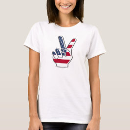 Fredstecken med amerikansk Flagga T Shirt