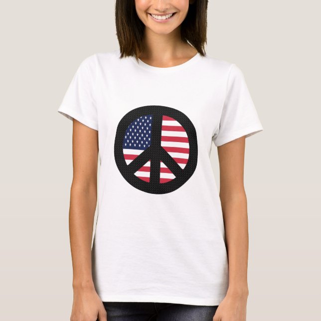 Fredstecken med amerikanska flaggan t shirt (Framsida)