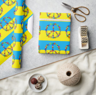 Fredstecken med blommor,ukrainsk flagga presentpapper