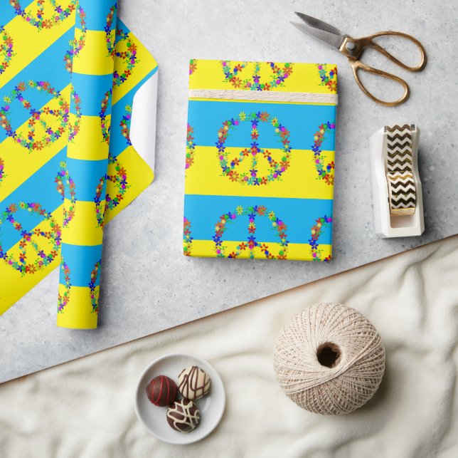 Fredstecken med blommor,ukrainsk flagga presentpapper (Hantverk)