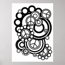 Fredstecken med Circles Black and White Poster