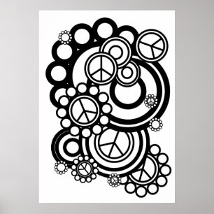 Fredstecken med Circles Black and White Poster