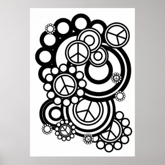 Fredstecken med Circles Black and White Poster