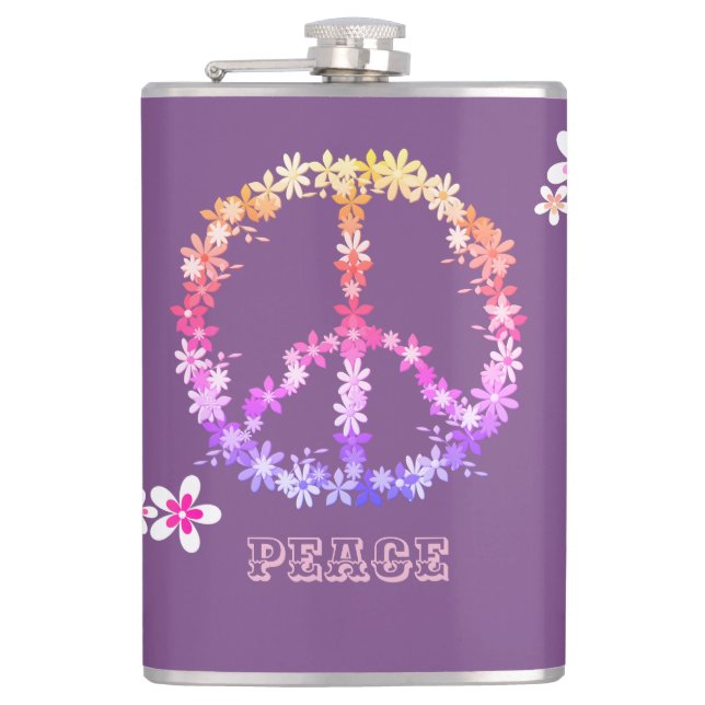 Fredstecken med färgade blommor,Personlig text Fickplunta (Framsidan)