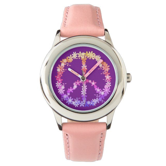 Fredstecken med färglösa blommor armbandsur (Framsida)