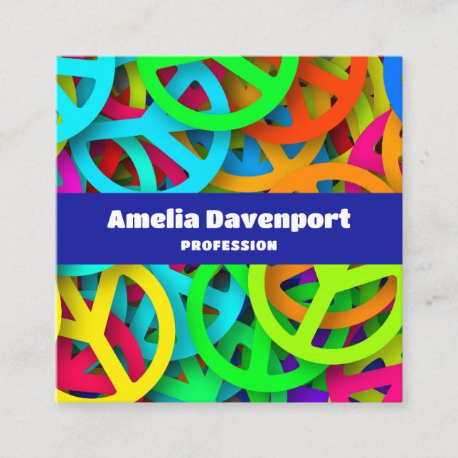 Fredstecken Mönster Groovy 600 Vibe Fyrkantigt Visitkort (Framsida)