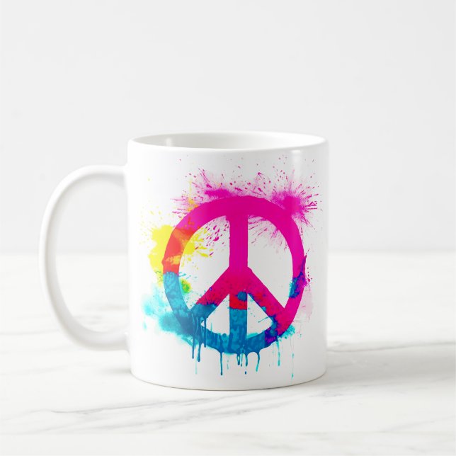 Fredstecken neonfärger groovy stänk av sprayfärg kaffemugg (Vänster)