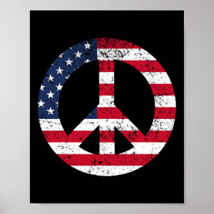 Fredstecken Patriotisk Usa Flagga Fred Och Kärlek  Poster