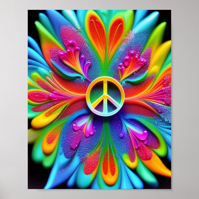 Fredstecken Psychedelic Boho Retro Art Poster (Framsidan)