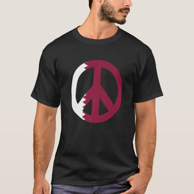 Fredstecken Qatar Flagga 1 T Shirt (Framsida)