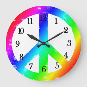 Fredstecken Rainbow Peace Clock Stor Klocka