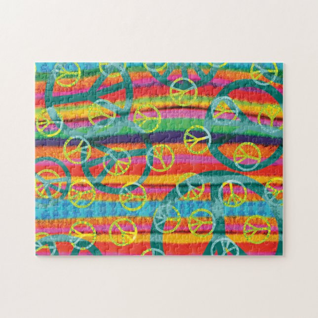 Fredstecken Retro Rosa Gult Turcos Watercolor Pussel (Horisontell)