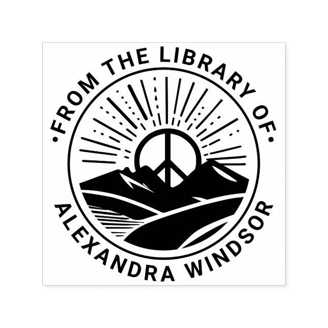 Fredstecken Soluppgång Berg Bibliotek Boktitel Självfärgande Stämpel (Design)