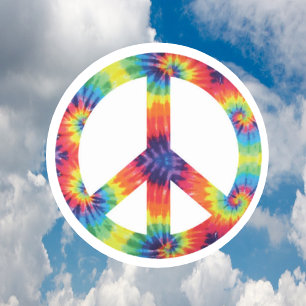 Fredstecken Stickers - Hippy Hippie Design för reg Runt Klistermärke