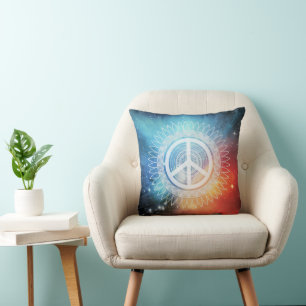Fredstecken Symbol Mandala Daisy Space Hippie Kudde