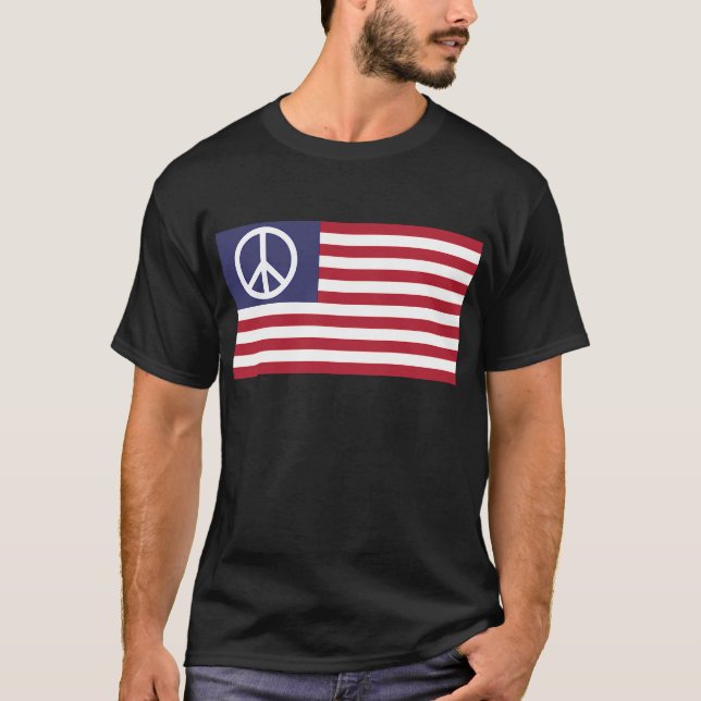 Fredstecken Symbol Stars & Rand American Flagga T-shirt (Framsida)