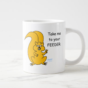 Fredstecken Tecknad Squirrel och Bird Feeder Funny Jumbo Mugg