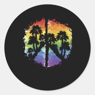 Fredstecken Tropical Graphic med Handflatan Träd Runt Klistermärke