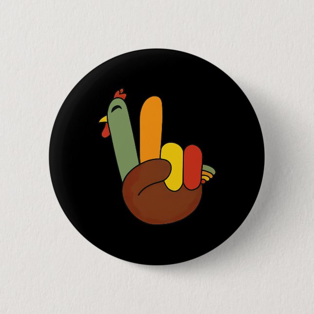 Fredstecken Turkey Hand Funny Thanksgiving Matchin Knapp (Framsida)
