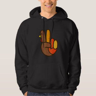 Fredstecken Turkiet Hand Cool Thanksgiving Hippie Hoodie