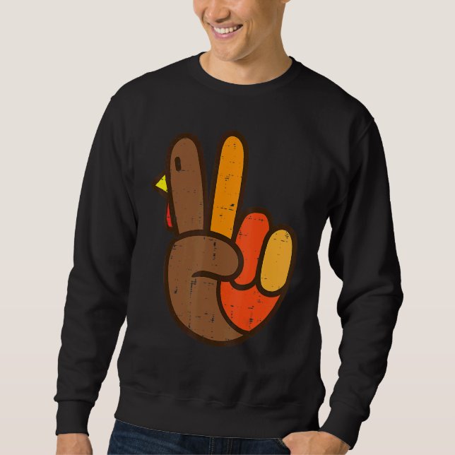 Fredstecken Turkiet Hand Cool Thanksgiving Hippie  Lång Ärmad Tröja (Framsida)