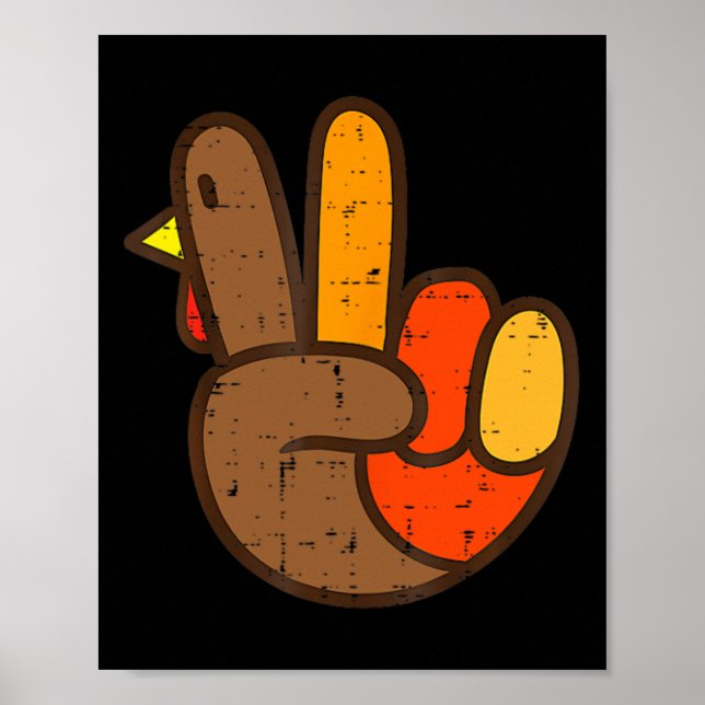 Fredstecken Turkiet Hand Coola Thanksgiving Hippie Poster (Framsidan)
